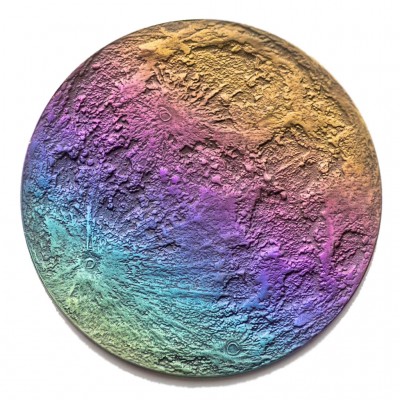 TRUE MOON RAINBOW (small) Niobium Multicolor Coin Round High relief 3D effect